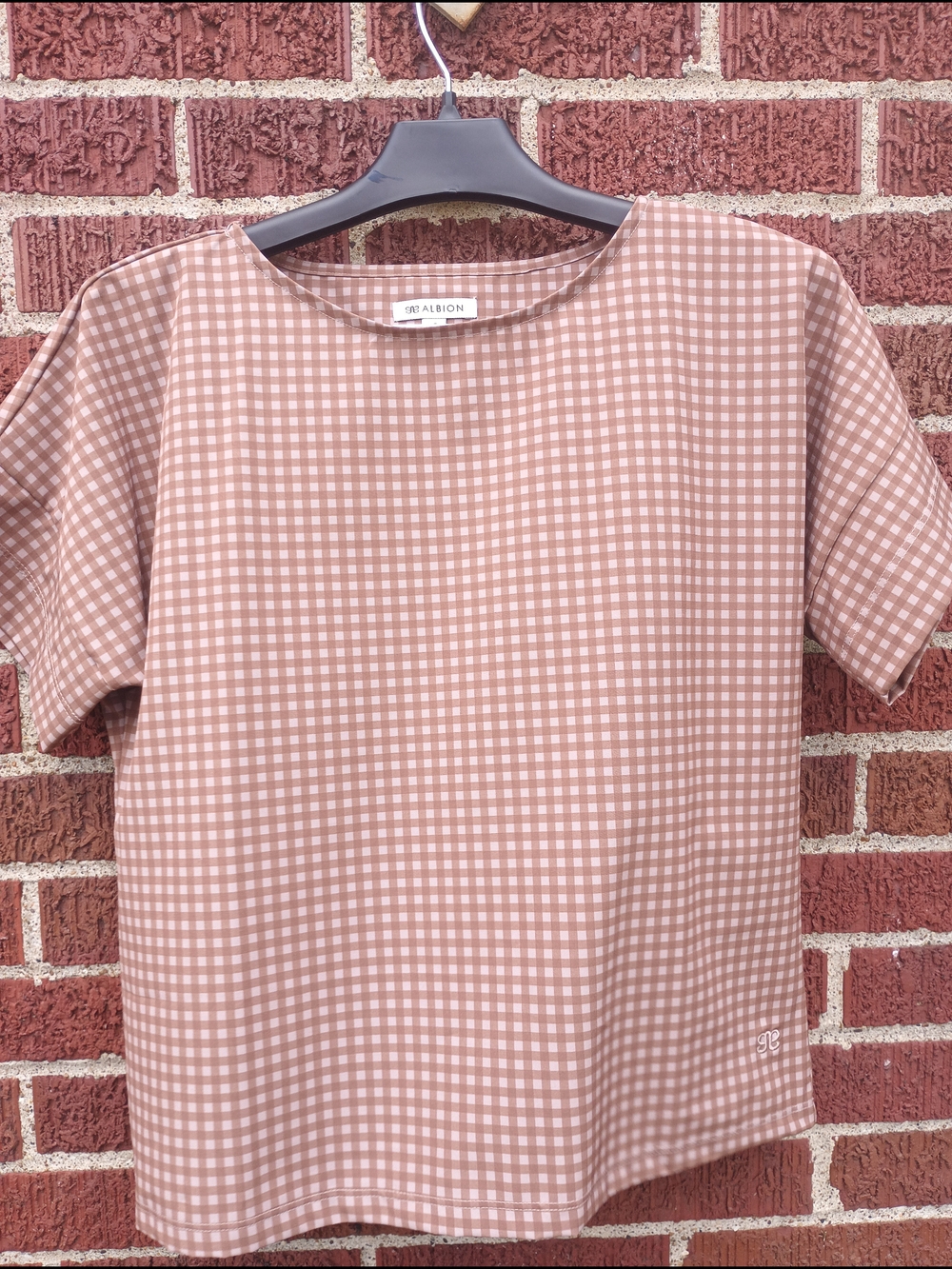 Albion Gingham Checkered Short-Sleeve Top